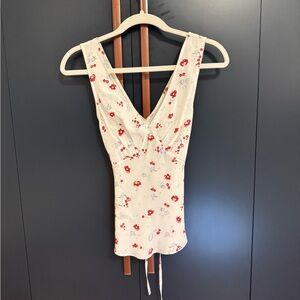 Realisation Par Red and White Floral Blouse